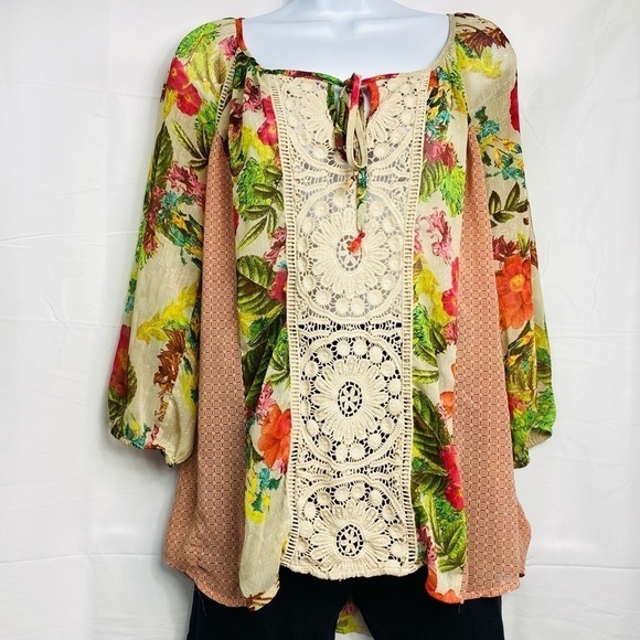 Meadow Rue Anthropologie Sheer Floral Top - Picture 2 of 7